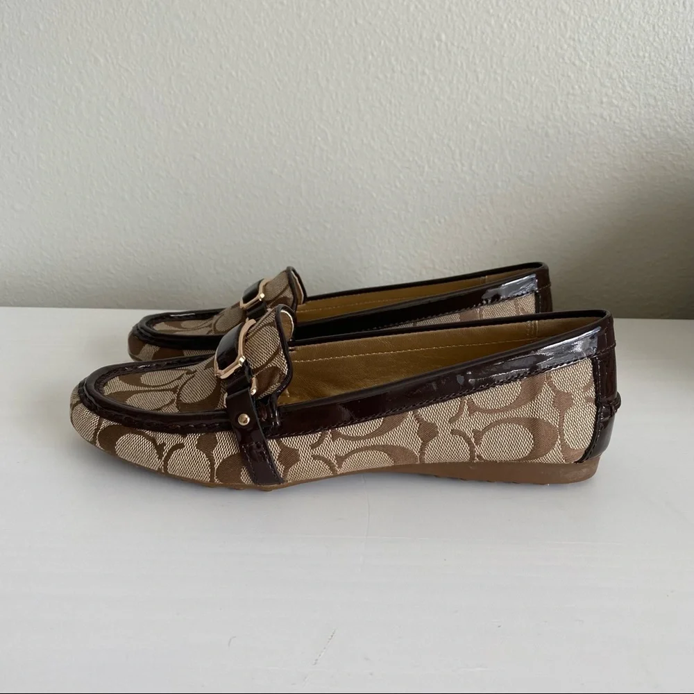NEW Coach, Brown/Gold Signature Felisha Slip On Loafers, Size 8 - Picture 3 of 8